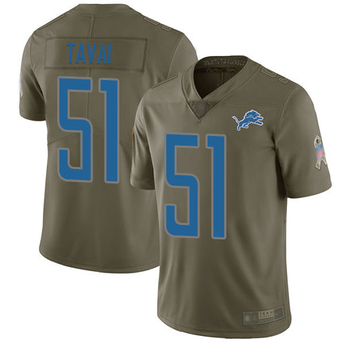 Custom Lions #51 Jahlani Tavai Olive Men’s Stitched Football Limited 2017 Salute To Service Jersey