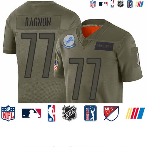 Custom Lions #77 Frank Ragnow Camo Men’s Stitched Football Limited 2019 Salute To Service Jersey
