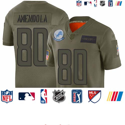Custom Lions #80 Danny Amendola Camo Men’s Stitched Football Limited 2019 Salute To Service Jersey