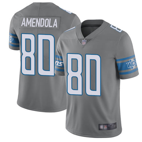 Custom Lions #80 Danny Amendola Gray Men’s Stitched Football Limited Rush Jersey