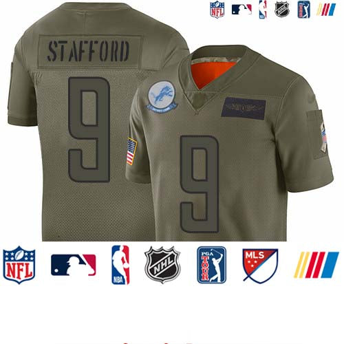 Custom Lions #9 Matthew Stafford Camo Men’s Stitched Football Limited 2019 Salute To Service Jersey