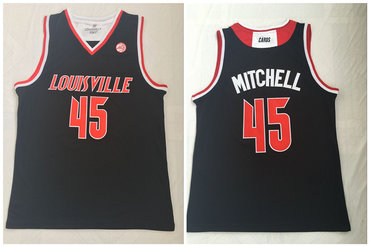 Custom Louisville Cardinals 45 Donovan Mitchell Black College Basketball Jersey