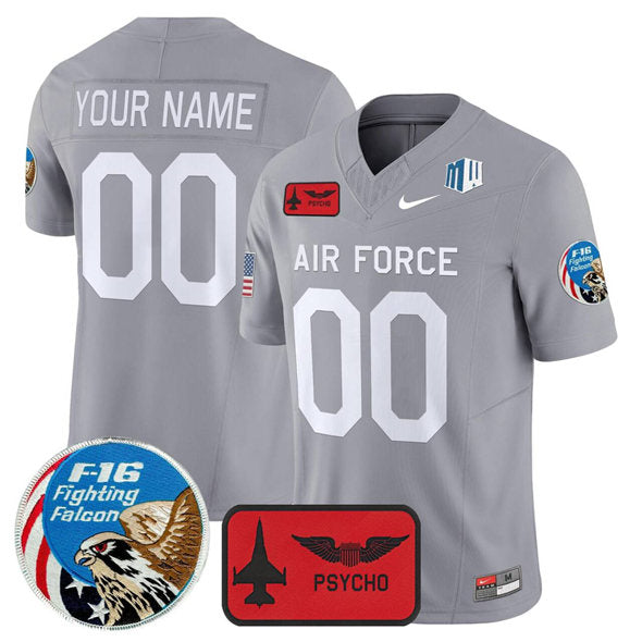 Custom Men’s Air Force Falcons Active Player Custom Gray 2025 F.U.S.E. ‘Air Power Legacy Series’ Vapor Limited Stitched Jersey