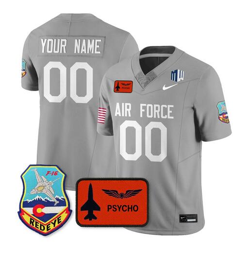 Custom Men’s Air Force Falcons Active Player Custom Gray 2025 F.U.S.E. Honor F-16 Vapor Limited Stitched Jersey