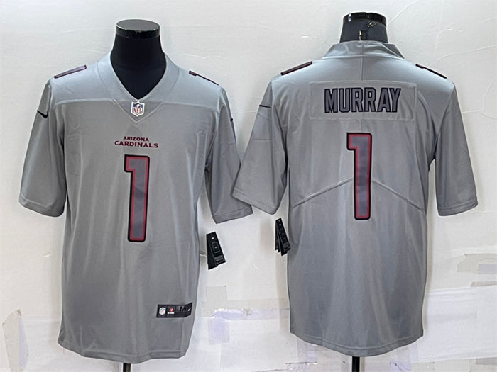 Custom Men’s Arizona Cardinals #1 Kyler Murray Grey Atmosphere Fashion Stitched Jersey