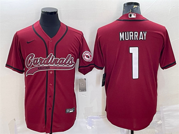 Custom Men’s Arizona Cardinals #1 Kyler Murray Red With Patch Cool Base Stitched Baseball Jersey