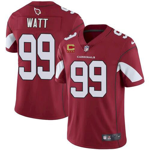 Custom Men’s Arizona Cardinals #99 J.J. Watt 2022 Red With 4-Star C Patch Vapor Untouchable Limited Stitched Jersey