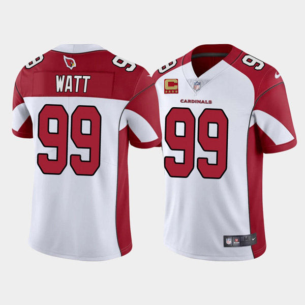 Custom Men’s Arizona Cardinals #99 J.J. Watt 2022 White With 4-Star C Patch Vapor Untouchable Limited Stitched Jersey