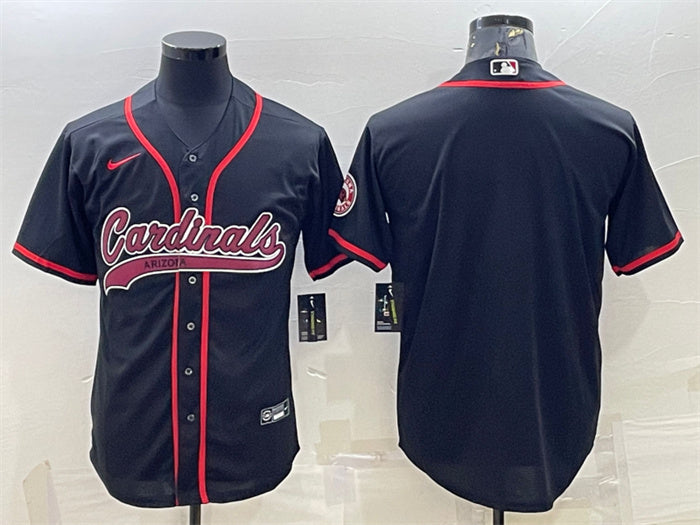 Custom Men’s Arizona Cardinals Blank Black With Patch Cool Base Stitched Baseball Jersey