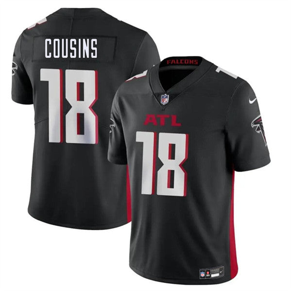 Custom Men’s Atlanta Falcons #18 Kirk Cousins Black Vapor Untouchable Limited Football Stitched Jersey