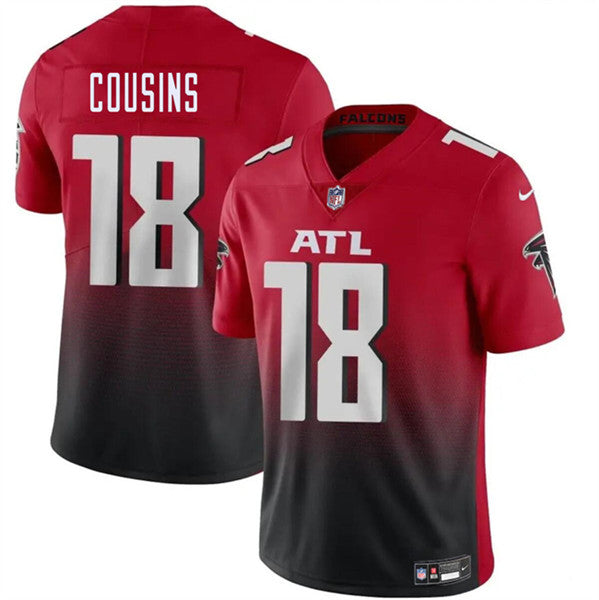 Custom Men’s Atlanta Falcons #18 Kirk Cousins Red Black Vapor Untouchable Limited Football Stitched Jersey