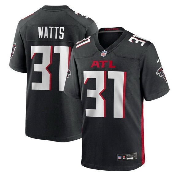Custom Men’s Atlanta Falcons #31 Xavier Watts Black Stitched Game Jersey