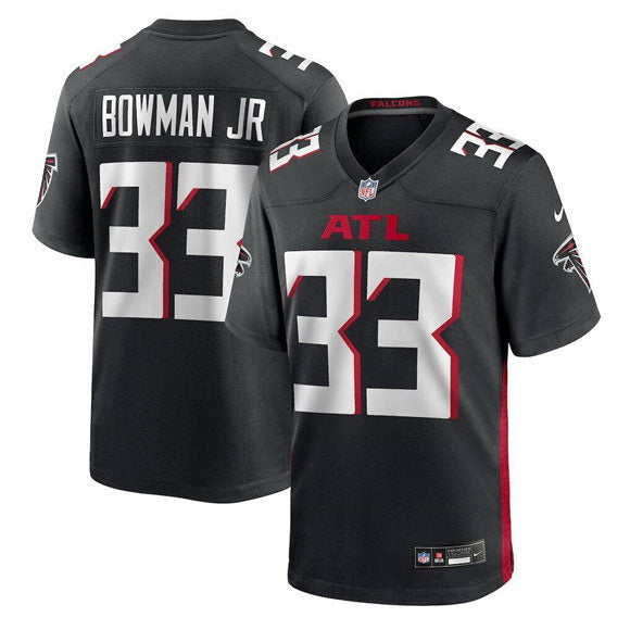 Custom Men’s Atlanta Falcons #33 Billy Bowman Jr. Black Stitched Game Jersey