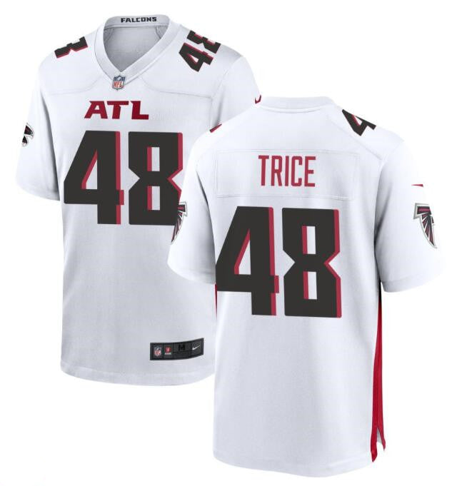 Custom Men’s Atlanta Falcons #48 Bralen Trice White Limited Stitched Football Game Jersey