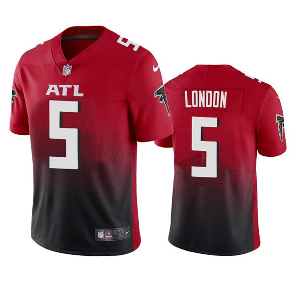 Custom Men’s Atlanta Falcons #5 Drake London Red Black NFL Draft Vapor Untouchable Limited Stitched Jersey