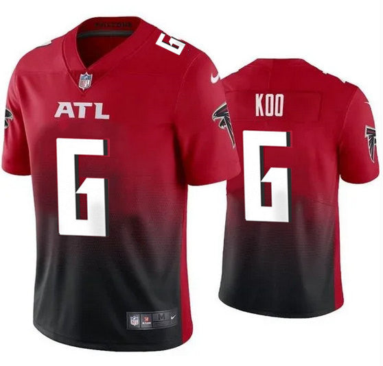 Custom Men’s Atlanta Falcons #6 Younghoe Koo New Black Red Vapor Untouchable Limited Stitched Jersey
