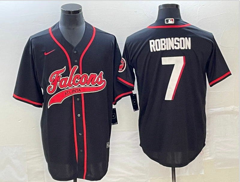 Custom Men’s Atlanta Falcons #7 Bijan Robinson Black With Patch Cool Base Stitched Baseball Jersey