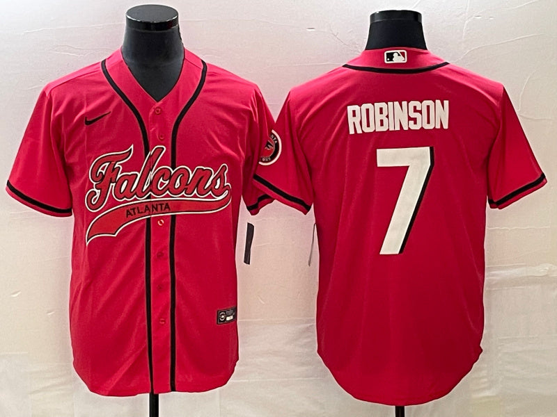 Custom Men’s Atlanta Falcons #7 Bijan Robinson Red With Patch Cool Base Stitched Baseball Jersey