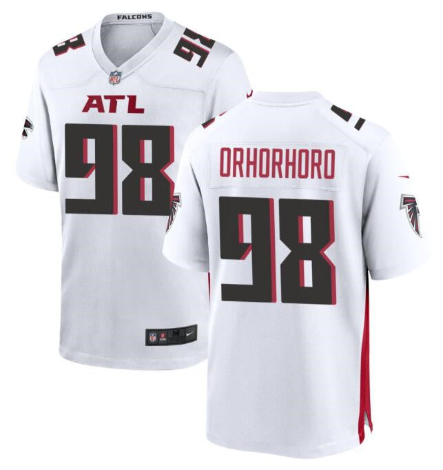 Custom Men’s Atlanta Falcons #98 Ruke Orhorhoro White Limited Stitched Football Game Jersey