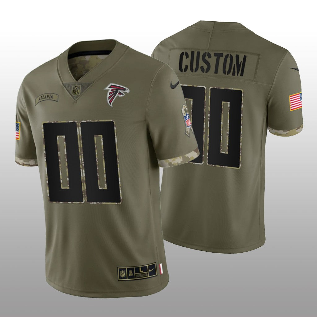 Custom Men’s Atlanta Falcons ACTIVE PLAYER Custom Olive 2022 Salute To Service Limited Stitched Jersey