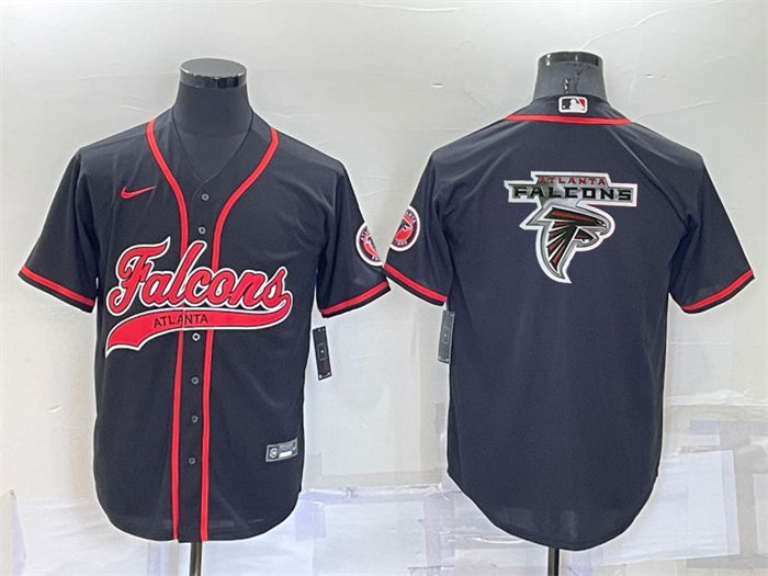 Custom Men’s Atlanta Falcons Black Team Big Logo With Patch Cool Base Stitched Baseball Jersey
