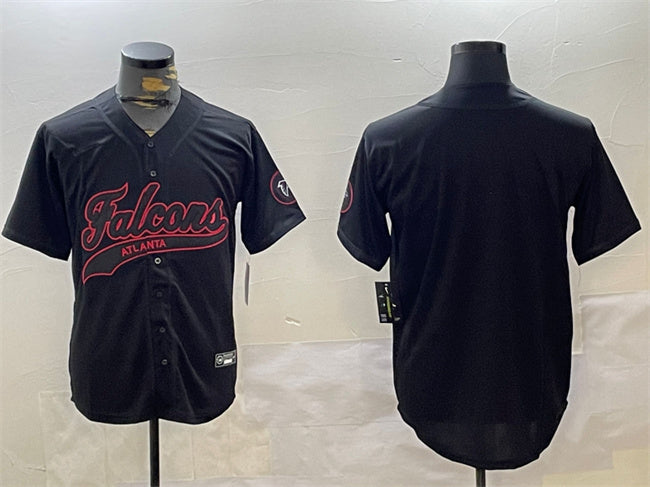 Custom Men’s Atlanta Falcons Blank Black With Patch Cool Base Stitched Baseball Jersey