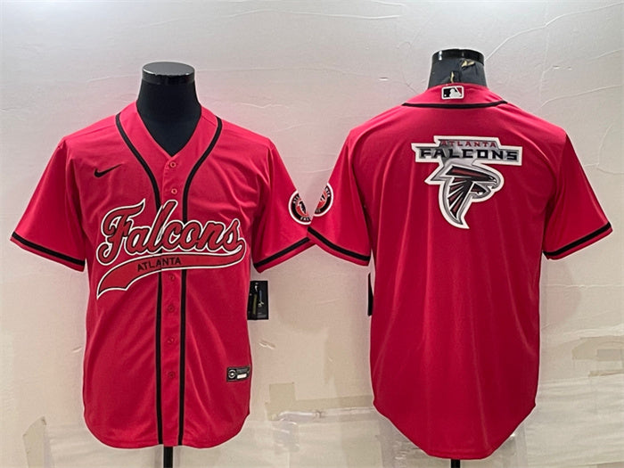 Custom Men’s Atlanta Falcons Red Team Big Logo With Patch Cool Base Stitched Baseball Jersey