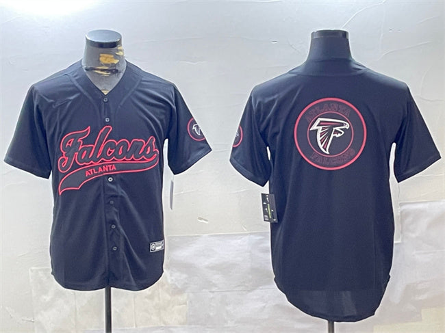 Custom Men’s Atlanta Falcons Team Big Logo Black With Patch Cool Base Stitched Baseball Jerseys