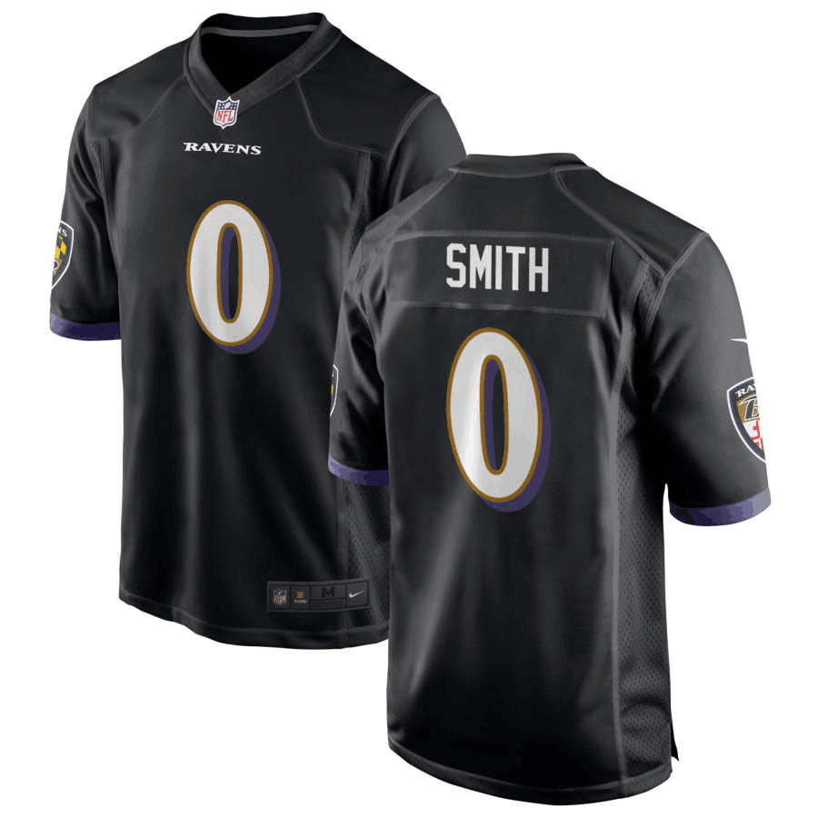Custom Men’s Baltimore Ravens #0 Roquan Smith Black Black Untouchable Limited Stitched Jersey