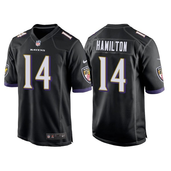 Custom Men’s Baltimore Ravens #14 Kyle Hamilton Black Stitched Game Jersey