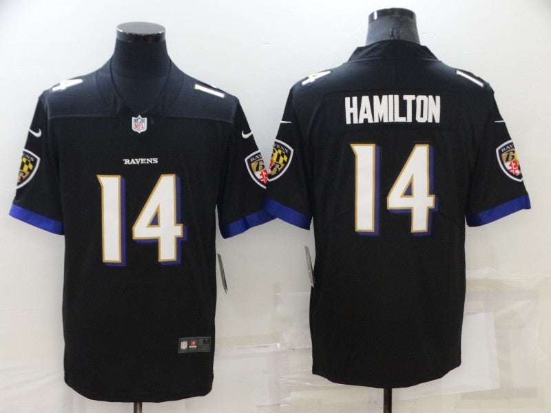 Custom Men’s Baltimore Ravens #14 Kyle Hamilton Black Vapor Untouchable Limited Stitched Jersey