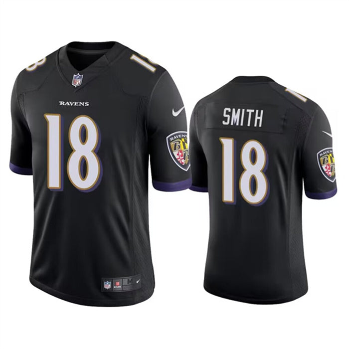 Custom Men’s Baltimore Ravens #18 Roquan Smith Black Game Jersey