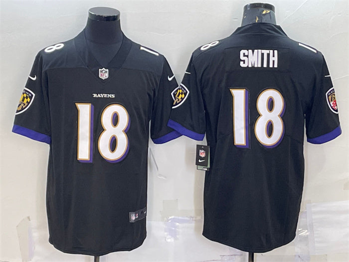 Custom Men’s Baltimore Ravens #18 Roquan Smith Black Vapor Untouchable Limited Stitched Jersey