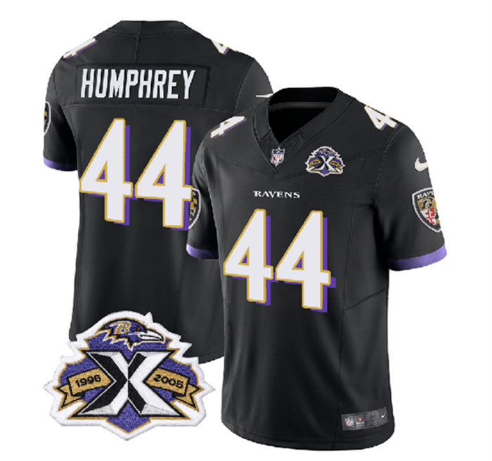 Custom Men’s Baltimore Ravens #44 Marlon Humphrey Black 2023 F.U.S.E With Patch Throwback Vapor Limited Jersey