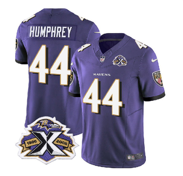 Custom Men’s Baltimore Ravens #44 Marlon Humphrey Purple 2023 F.U.S.E With Patch Throwback Vapor Limited Jersey