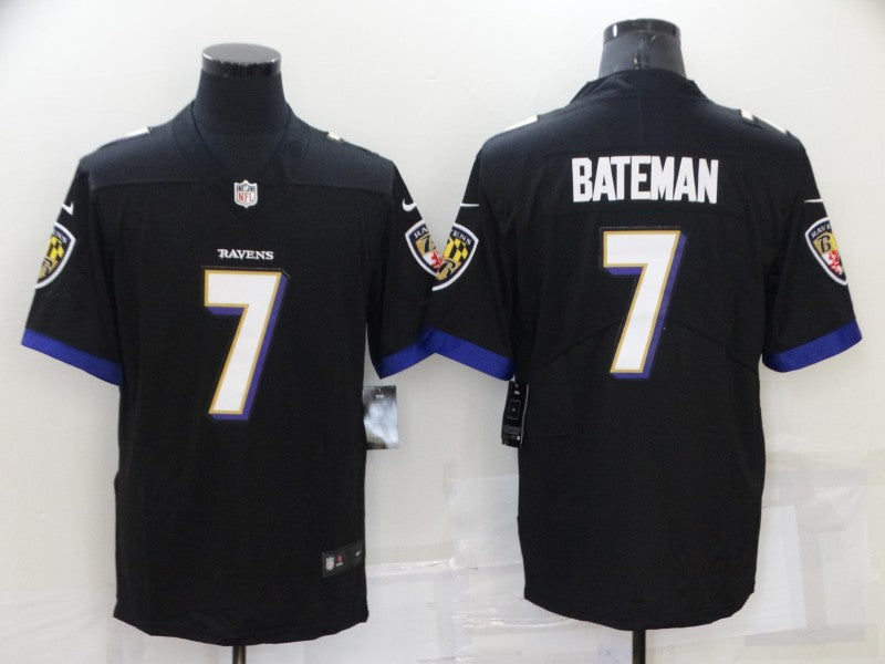 Custom Men’s Baltimore Ravens #7 Rashod Bateman Black Vapor Untouchable Limited Stitched Jersey