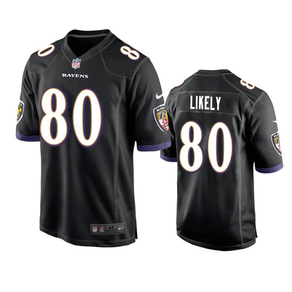 Custom Men’s Baltimore Ravens #80 Isaiah Likely Black Game Jersey