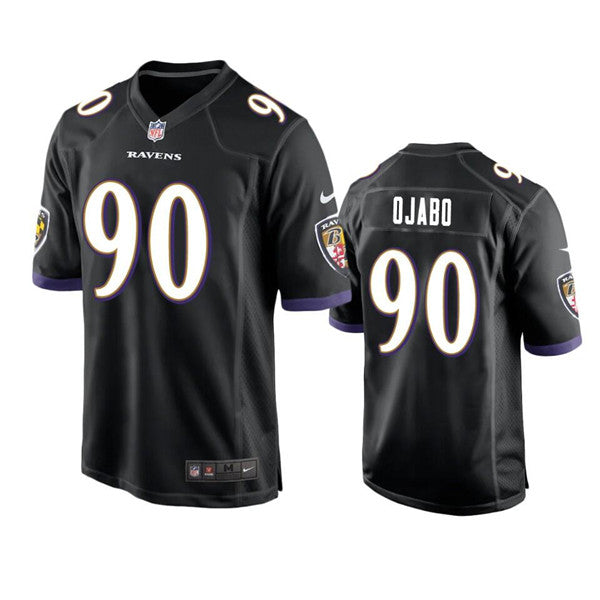 Custom Men’s Baltimore Ravens #90 David Ojabo Black Stitched Game Jersey