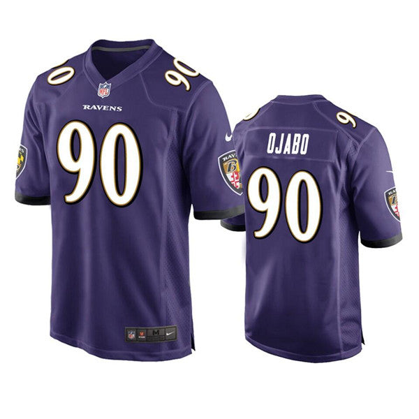 Custom Men’s Baltimore Ravens #90 David Ojabo Purple Stitched Game Jersey