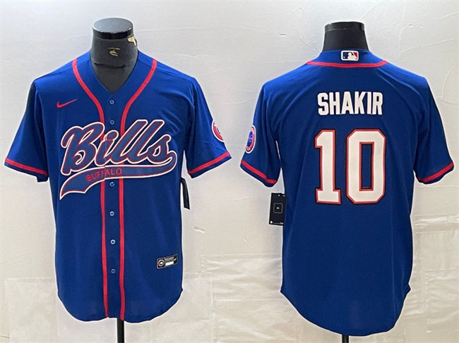 Custom Men’s Buffalo Bills #10 Khalil Shakir With Patch Cool Base Stitched Baseball Jersey