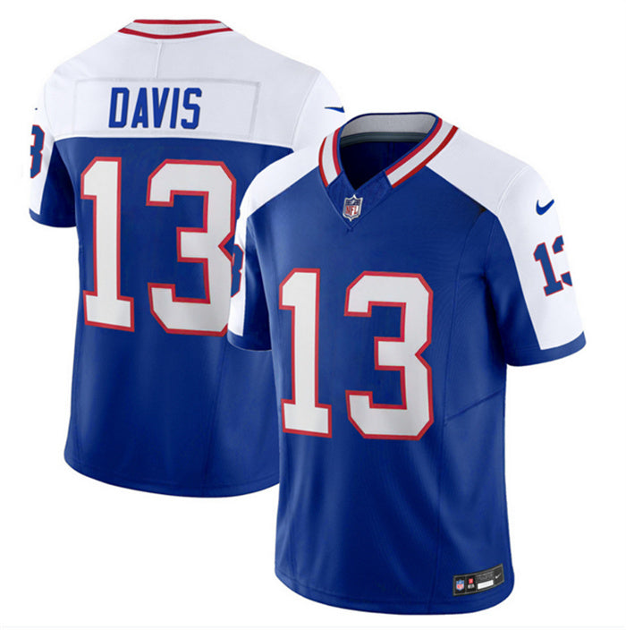 Custom Men’s Buffalo Bills #13 Gabe Davis Blue White 2023 F.U.S.E. Throwback Vapor Untouchable Limited Stitched Jersey