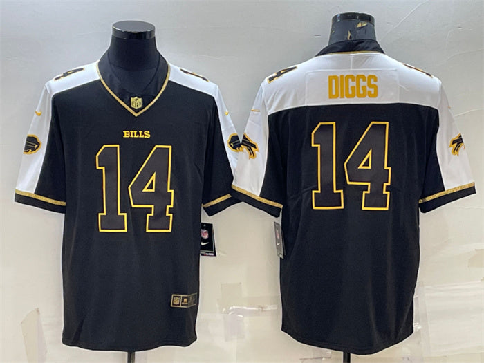 Custom Men’s Buffalo Bills #14 Stefon Diggs Black Gold Thanksgiving Vapor Untouchable Limited Stitched Jersey