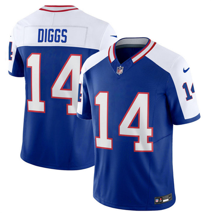 Custom Men’s Buffalo Bills #14 Stefon Diggs Blue White 2023 F.U.S.E. Throwback Vapor Untouchable Limited Stitched Jersey