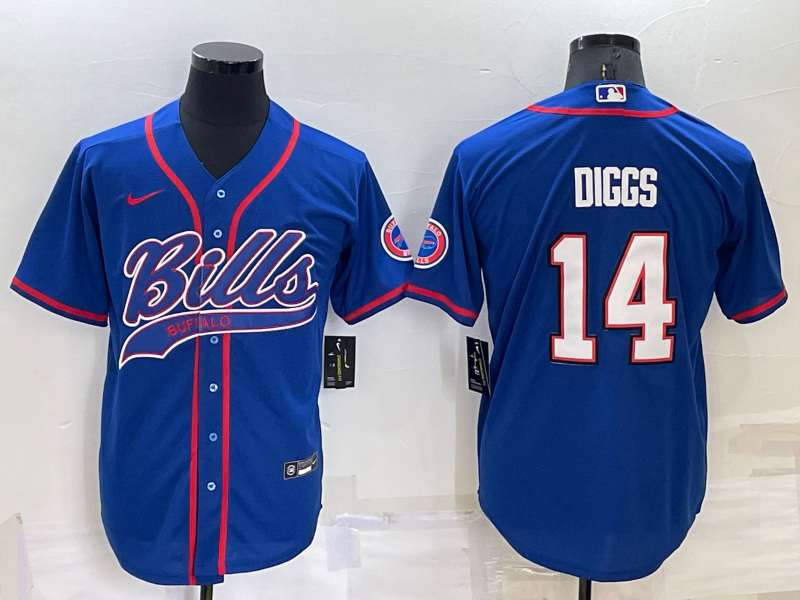 Custom Men’s Buffalo Bills #14 Stefon Diggs Royal Cool Base Stitched Baseball Jersey