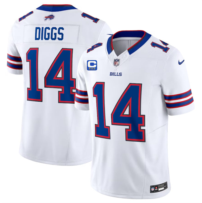 Custom Men’s Buffalo Bills #14 Stefon Diggs White 2023 F.U.S.E. With 3-Star C Patch Vapor Untouchable Limited Stitched Jersey
