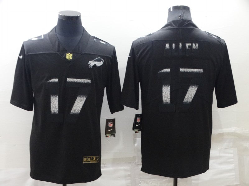 Custom Men’s Buffalo Bills #17 Josh Allen Black Shadow Stitched Jersey