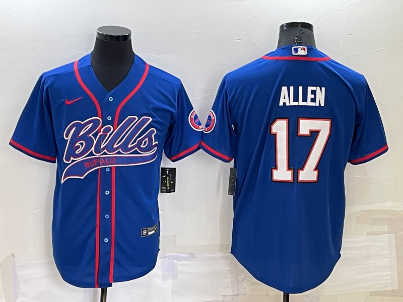 Custom Men’s Buffalo Bills #17 Josh Allen Royal Cool Base Stitched Baseball Jersey