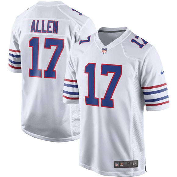 Custom Men’s Buffalo Bills #17 Josh Allen White Stitched Game Jersey