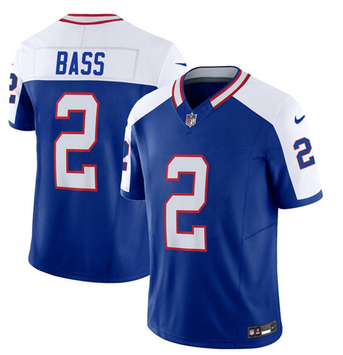 Custom Men’s Buffalo Bills #2 Tyler Bass Blue White 2023 F.U.S.E. Throwback Vapor Untouchable Limited Stitched Jersey