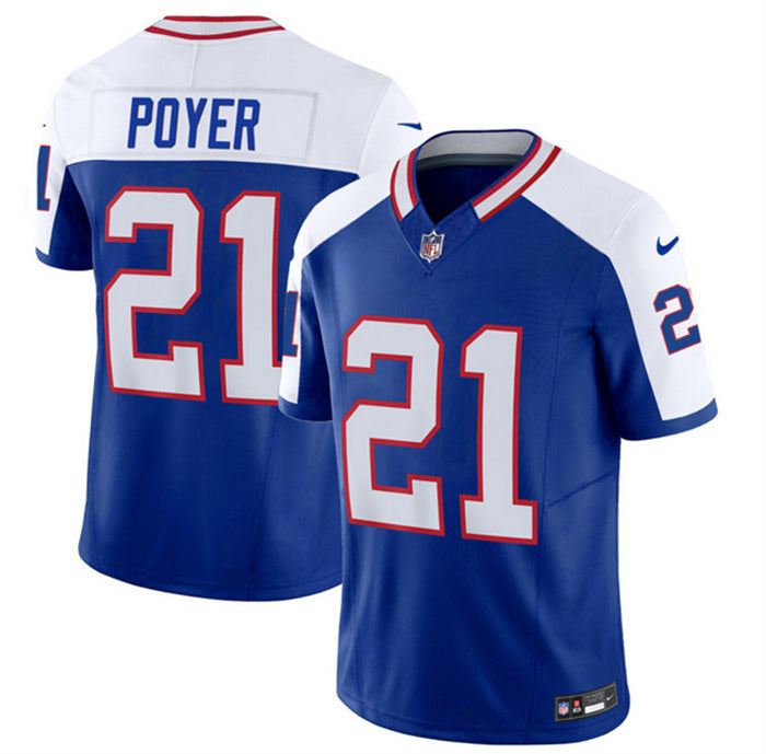 Custom Men’s Buffalo Bills #21 Jordan Poyer Blue White 2023 F.U.S.E. Throwback Vapor Untouchable Limited Stitched Jersey